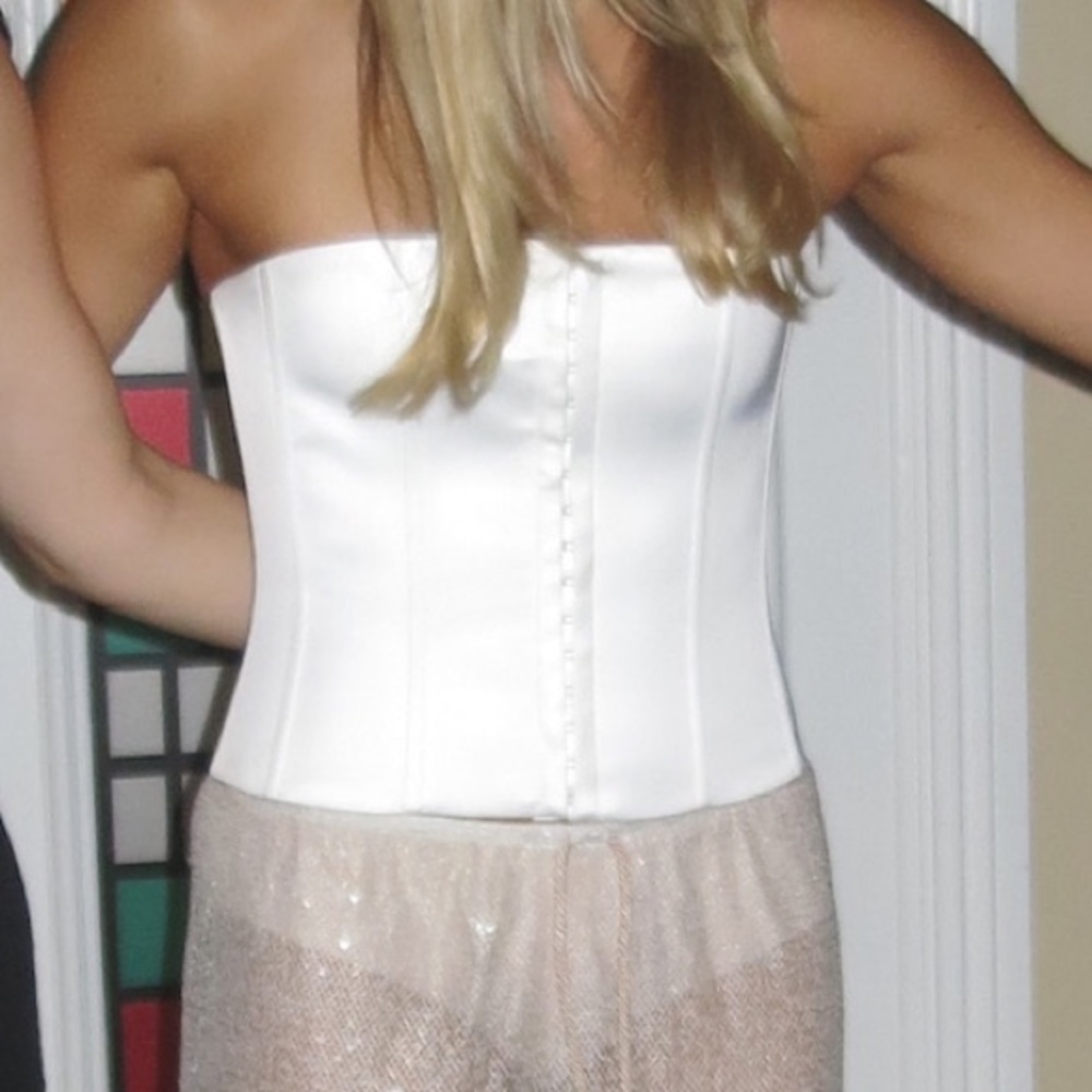 Danielle Guizio White Corset Tie Top - Picture 2 of 5